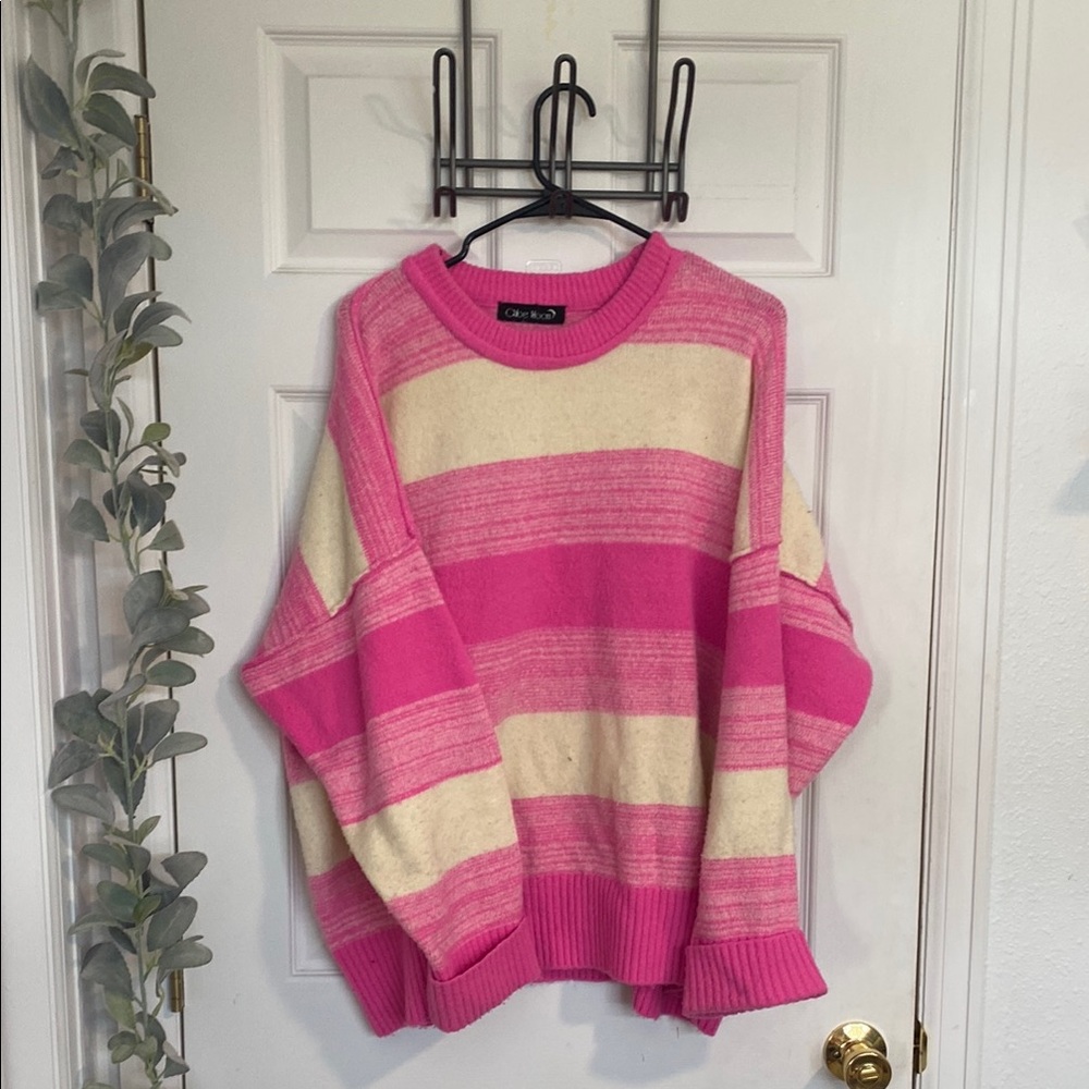 Chloe Moon Pink and Cream Striped Sweater